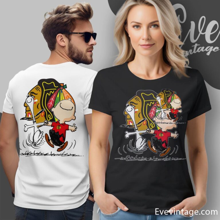 Chicago Blackhawks Charlie Brown Snoopy Happy Dancing Shirt Women T Shirt Chicago Blackhawks Charlie Brown Snoopy Happy Dancing Shirt Women T Shirt