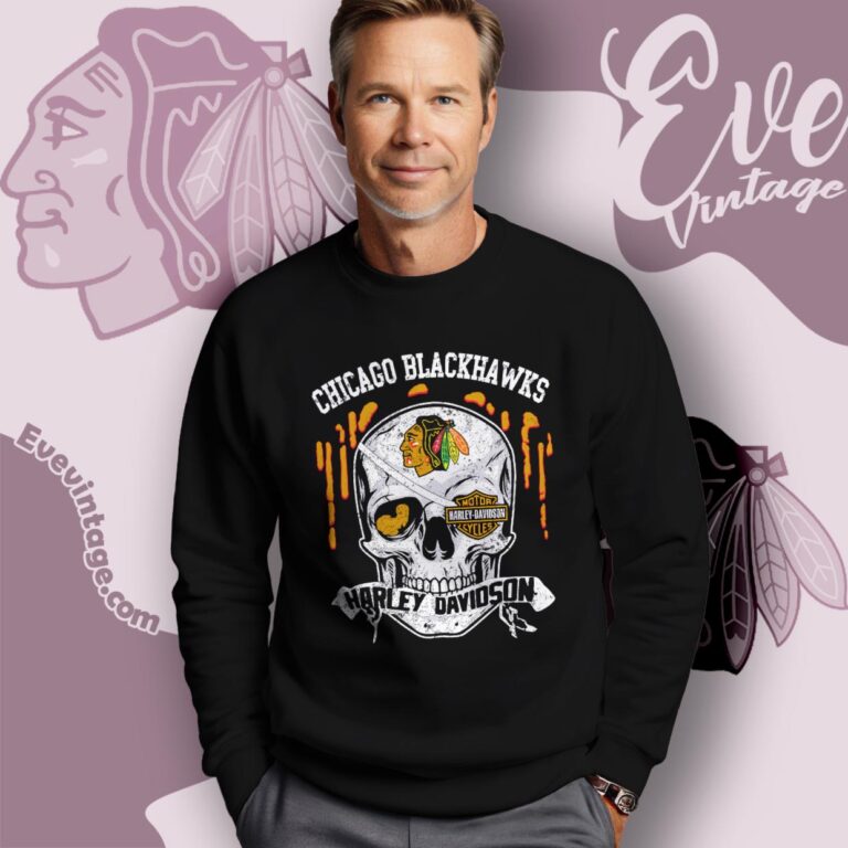 Chicago Blackhawks Harley Davidson Skull Shirt Sweatshirt Chicago Blackhawks Harley Davidson Skull Shirt Sweatshirt