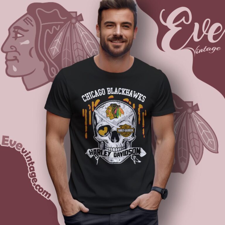 Chicago Blackhawks Harley Davidson Skull Shirt Women T Shirt Chicago Blackhawks Harley Davidson Skull Shirt Women T Shirt