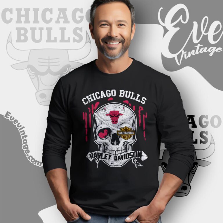 Chicago Bulls Harley Davidson Skull Long Sleeve Tee Chicago Bulls Harley Davidson Skull Long Sleeve Tee