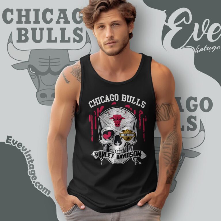 Chicago Bulls Harley Davidson Skull Tank Top Racerback Chicago Bulls Harley Davidson Skull Tank Top Racerback