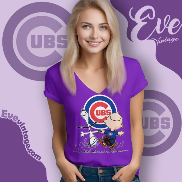 Chicago Cubs Charlie Brown Snoopy Happy Dancing Shirt V Neck TShirt Chicago Cubs Charlie Brown Snoopy Happy Dancing Shirt V Neck TShirt