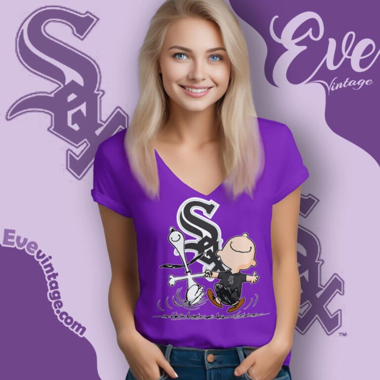 Chicago White Sox Charlie Brown Snoopy Happy Dancing Shirt V Neck TShirt Chicago White Sox Charlie Brown Snoopy Happy Dancing Shirt V Neck TShirt