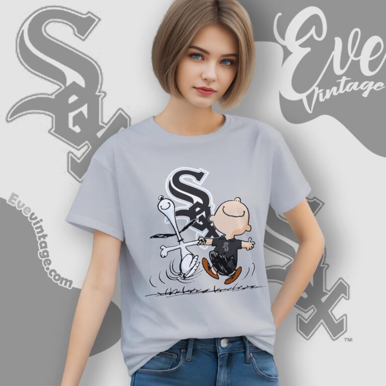 Chicago White Sox Charlie Brown Snoopy Happy Dancing Shirt Women T Shirt Chicago White Sox Charlie Brown Snoopy Happy Dancing Shirt Women T Shirt