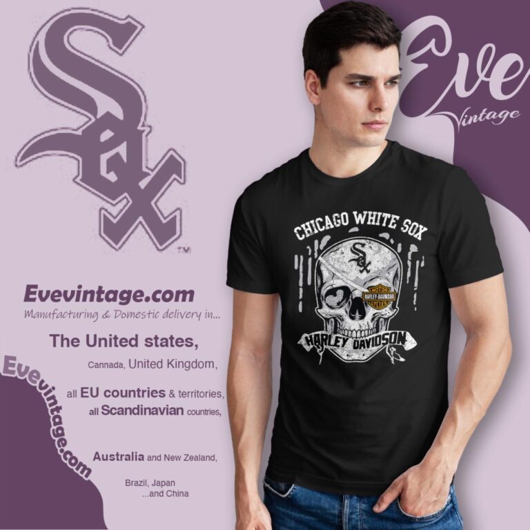 Chicago White Sox Harley Davidson Skull Shirt T Shirt Chicago White Sox Harley Davidson Skull Shirt T Shirt