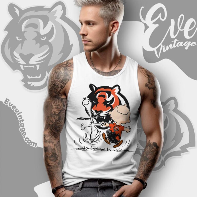 Cincinnati Bengals Charlie Brown Snoopy Happy Dancing Shirt Tank Top Racerback Cincinnati Bengals Charlie Brown Snoopy Happy Dancing Shirt Tank Top Racerback