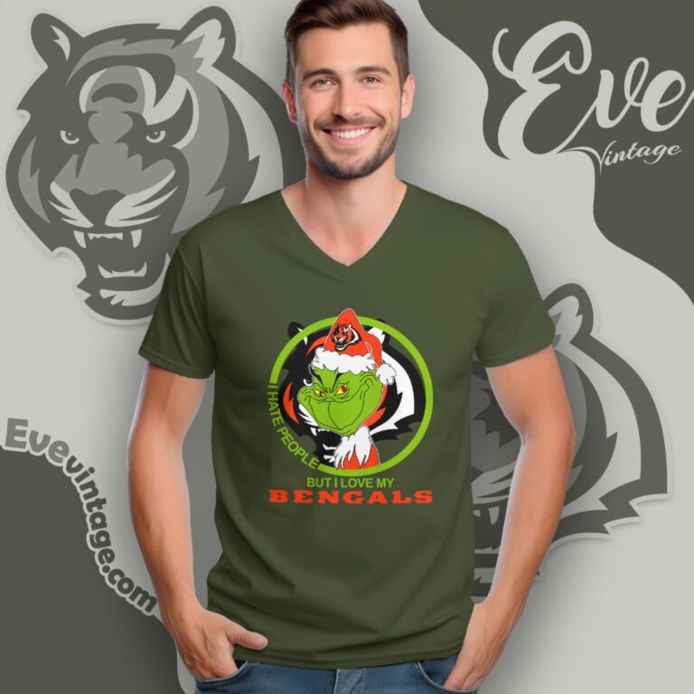 Cincinnati Bengals Christmas Grinch Shirt I Hate People But I Love My Bengals V Neck TShirt Cincinnati Bengals Christmas Grinch Shirt I Hate People But I Love My Bengals V Neck TShirt