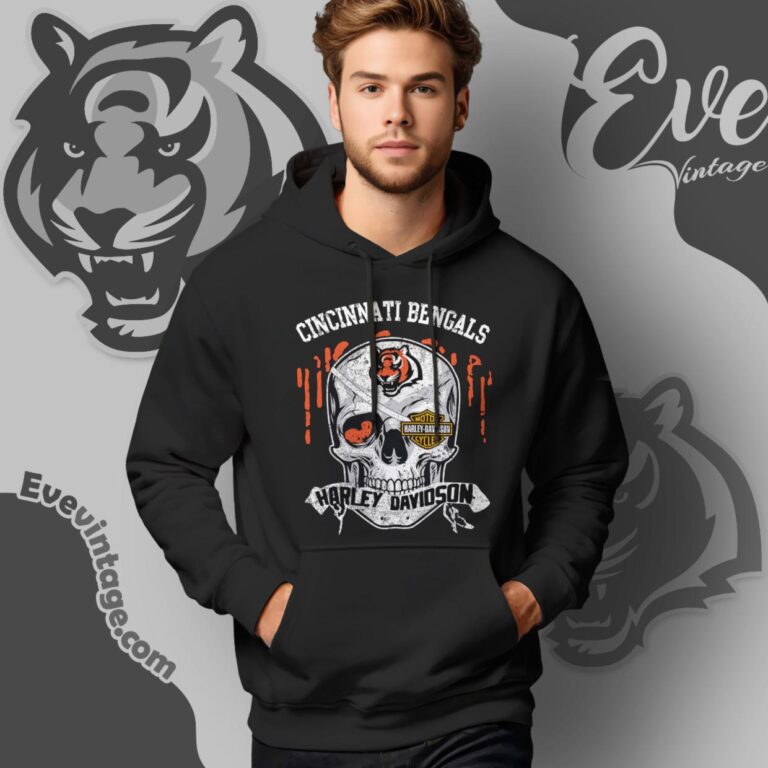 Cincinnati Bengals Harley Davidson Skull Shirt Hoodie Cincinnati Bengals Harley Davidson Skull Shirt Hoodie