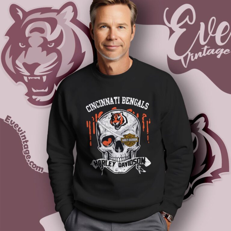 Cincinnati Bengals Harley Davidson Skull Shirt Sweatshirt Cincinnati Bengals Harley Davidson Skull Shirt Sweatshirt
