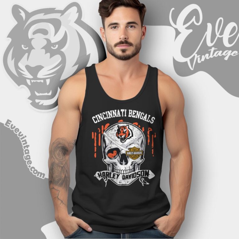 Cincinnati Bengals Harley Davidson Skull Shirt Tank Top Racerback Cincinnati Bengals Harley Davidson Skull Shirt Tank Top Racerback