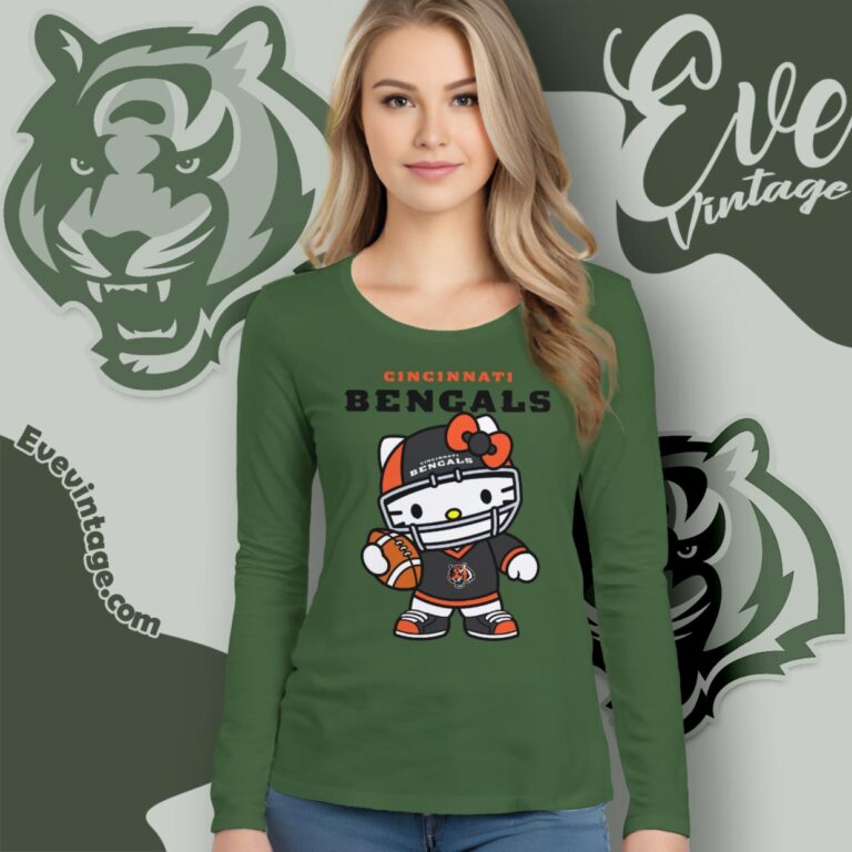 Cincinnati Bengals Hello Kitty Shirt Long Sleeve Tee Cincinnati Bengals Hello Kitty Shirt Long Sleeve Tee