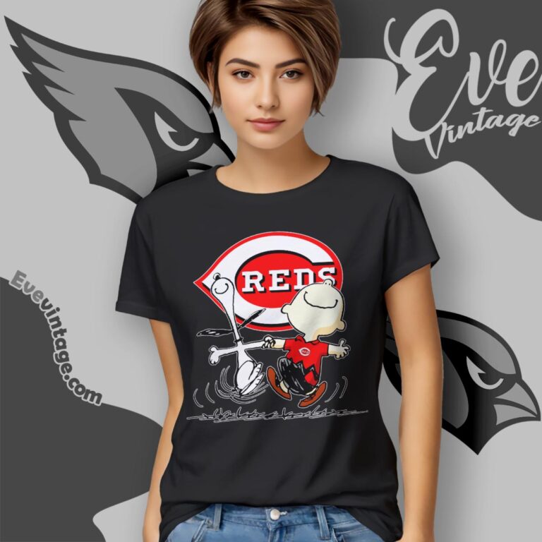 Cincinnati Reds Charlie Brown Snoopy Happy Dancing Shirt Women T Shirt Cincinnati Reds Charlie Brown Snoopy Happy Dancing Shirt Women T Shirt