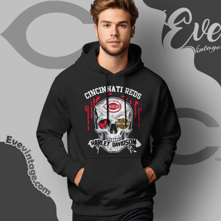 Cincinnati Reds Harley Davidson Skull Shirt Hoodie Cincinnati Reds Harley Davidson Skull Shirt Hoodie