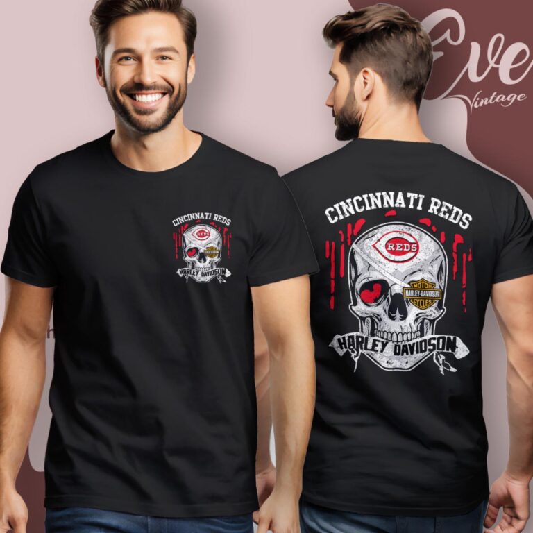 Cincinnati Reds Harley Davidson Skull Shirt Women T Shirt Cincinnati Reds Harley Davidson Skull Shirt Women T Shirt