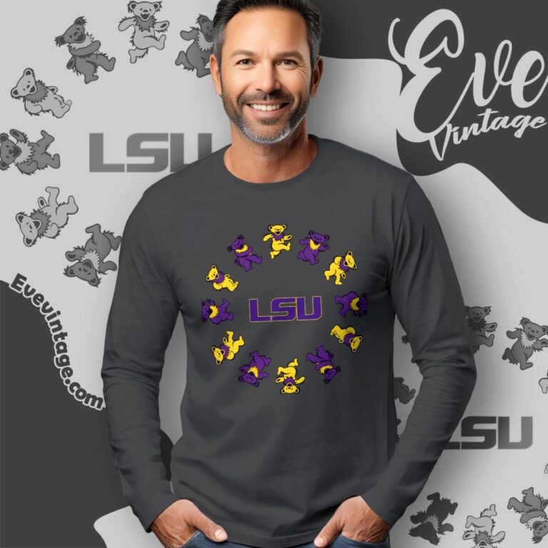 Circle Dancing Bears Lsu Grateful Dead Shirt Long Sleeve Tee Circle Dancing Bears Lsu Grateful Dead Shirt Long Sleeve Tee