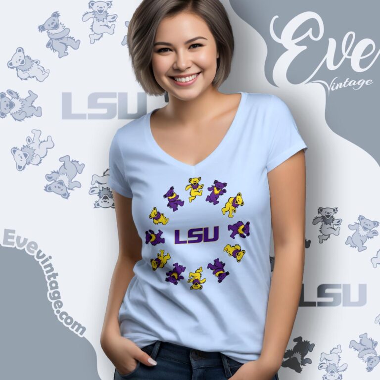 Circle Dancing Bears Lsu Grateful Dead Shirt V Neck TShirt Circle Dancing Bears Lsu Grateful Dead Shirt V Neck TShirt