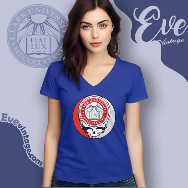 Clark University Steal Your Face Grateful Dead Shirt V Neck TShirt Clark University Steal Your Face Grateful Dead Shirt V Neck TShirt