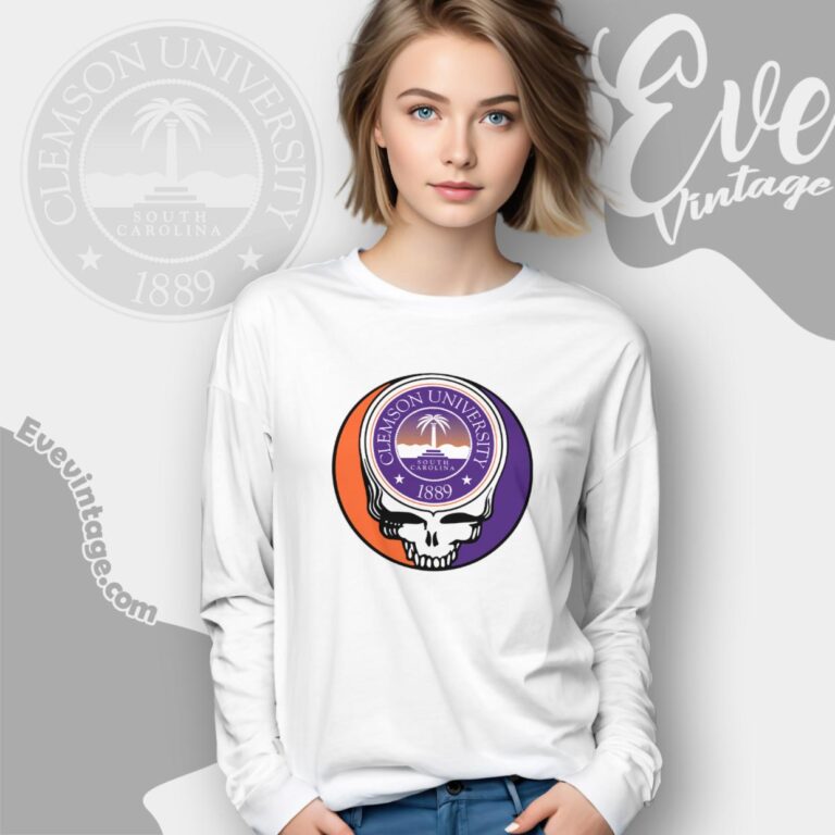 Clemson University Your Face Grateful Dead Shirt Long Sleeve Tee Clemson University Your Face Grateful Dead Shirt Long Sleeve Tee