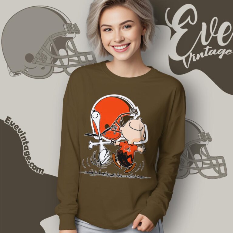 Cleveland Browns Charlie Brown Snoopy Happy Dancing Shirt Long Sleeve Tee Cleveland Browns Charlie Brown Snoopy Happy Dancing Shirt Long Sleeve Tee