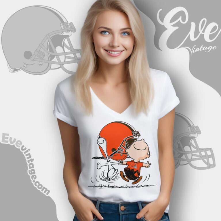 Cleveland Browns Charlie Brown Snoopy Happy Dancing Shirt V Neck TShirt Cleveland Browns Charlie Brown Snoopy Happy Dancing Shirt V Neck TShirt