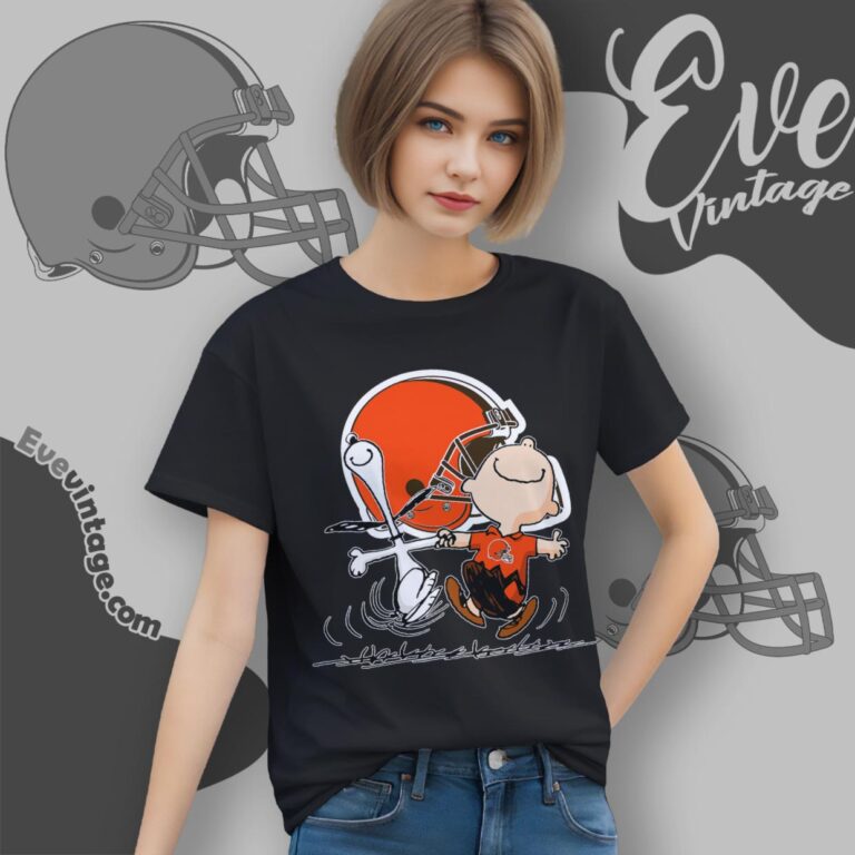 Cleveland Browns Charlie Brown Snoopy Happy Dancing Shirt Women T Shirt Cleveland Browns Charlie Brown Snoopy Happy Dancing Shirt Women T Shirt