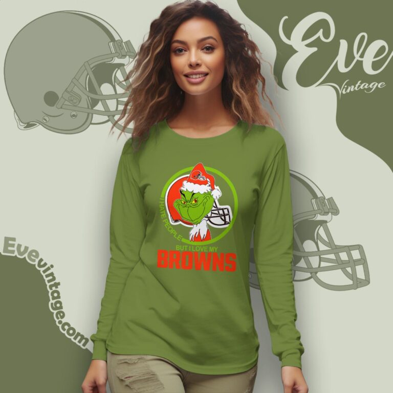 Cleveland Browns Christmas Grinch Shirt I Hate People But I Love My Browns Long Sleeve Tee Cleveland Browns Christmas Grinch Shirt I Hate People But I Love My Browns Long Sleeve Tee