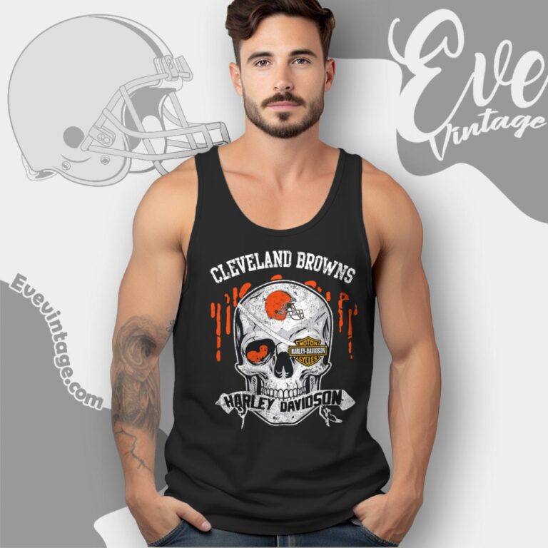 Cleveland Browns Harley Davidson Skull Shirt Tank Top Racerback Cleveland Browns Harley Davidson Skull Shirt Tank Top Racerback