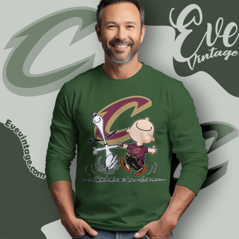 Cleveland Cavaliers Charlie Brown Snoopy Happy Dancing Shirt Long Sleeve Tee Cleveland Cavaliers Charlie Brown Snoopy Happy Dancing Shirt Long Sleeve Tee