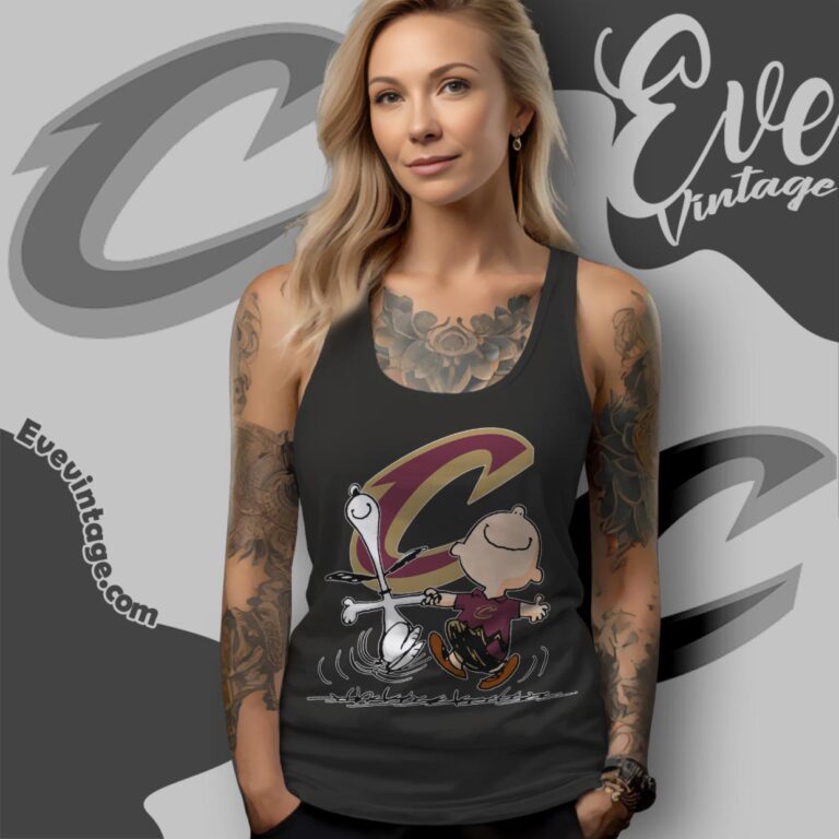 Cleveland Cavaliers Charlie Brown Snoopy Happy Dancing Shirt Tank Top Racerback Cleveland Cavaliers Charlie Brown Snoopy Happy Dancing Shirt Tank Top Racerback