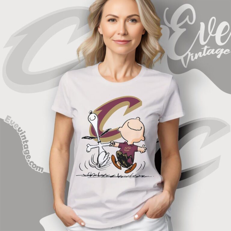 Cleveland Cavaliers Charlie Brown Snoopy Happy Dancing Shirt Women T Shirt Cleveland Cavaliers Charlie Brown Snoopy Happy Dancing Shirt Women T Shirt