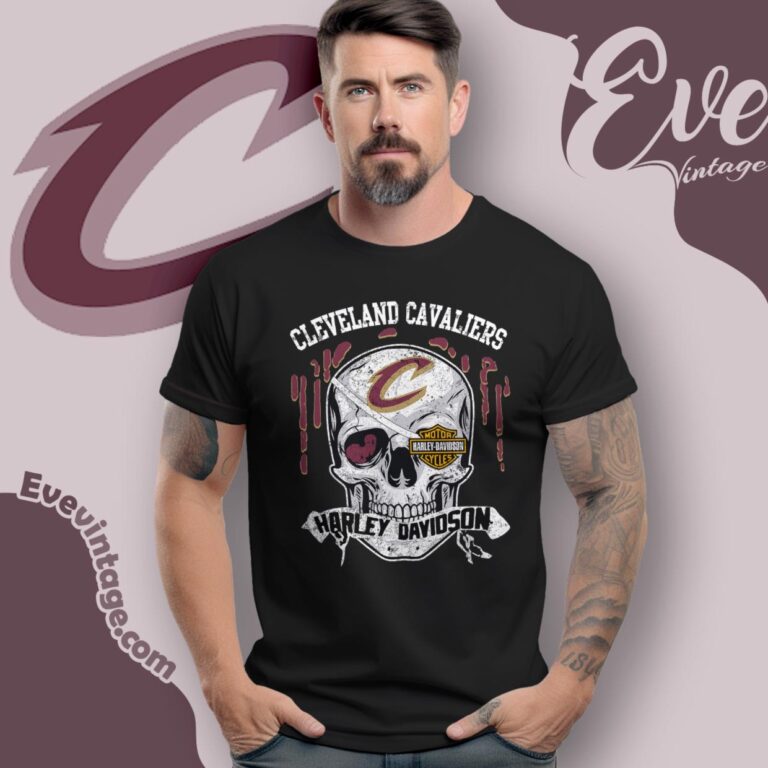 Cleveland Cavaliers Harley Davidson Skull T Shirt Cleveland Cavaliers Harley Davidson Skull T Shirt