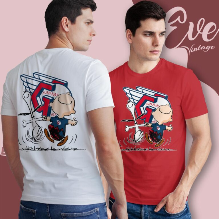 Cleveland Guardians Charlie Brown Snoopy Happy Dancing Shirt T Shirt Cleveland Guardians Charlie Brown Snoopy Happy Dancing Shirt T Shirt