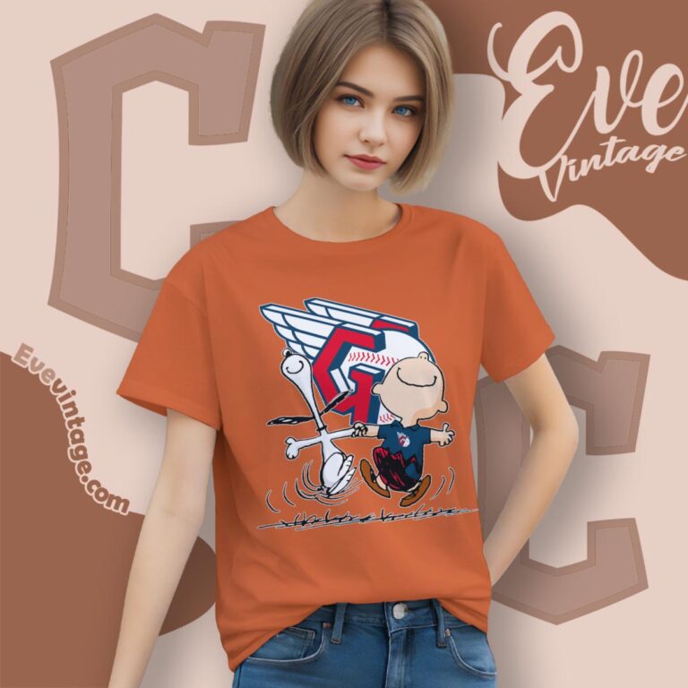 Cleveland Guardians Charlie Brown Snoopy Happy Dancing Shirt Women T Shirt Cleveland Guardians Charlie Brown Snoopy Happy Dancing Shirt Women T Shirt