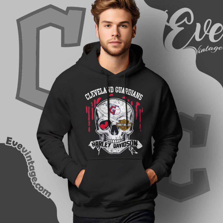 Cleveland Guardians Harley Davidson Skull Shirt Hoodie Cleveland Guardians Harley Davidson Skull Shirt Hoodie
