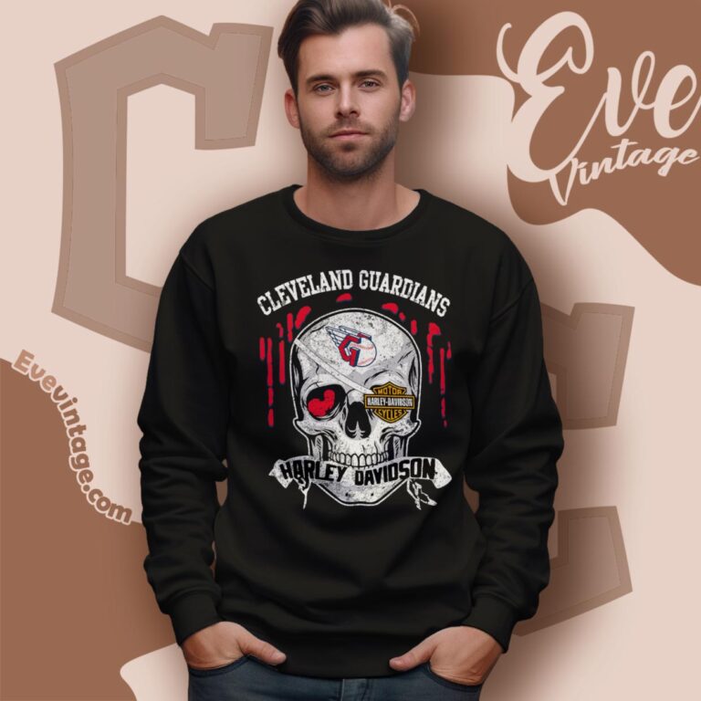 Cleveland Guardians Harley Davidson Skull Shirt Sweatshirt Cleveland Guardians Harley Davidson Skull Shirt Sweatshirt