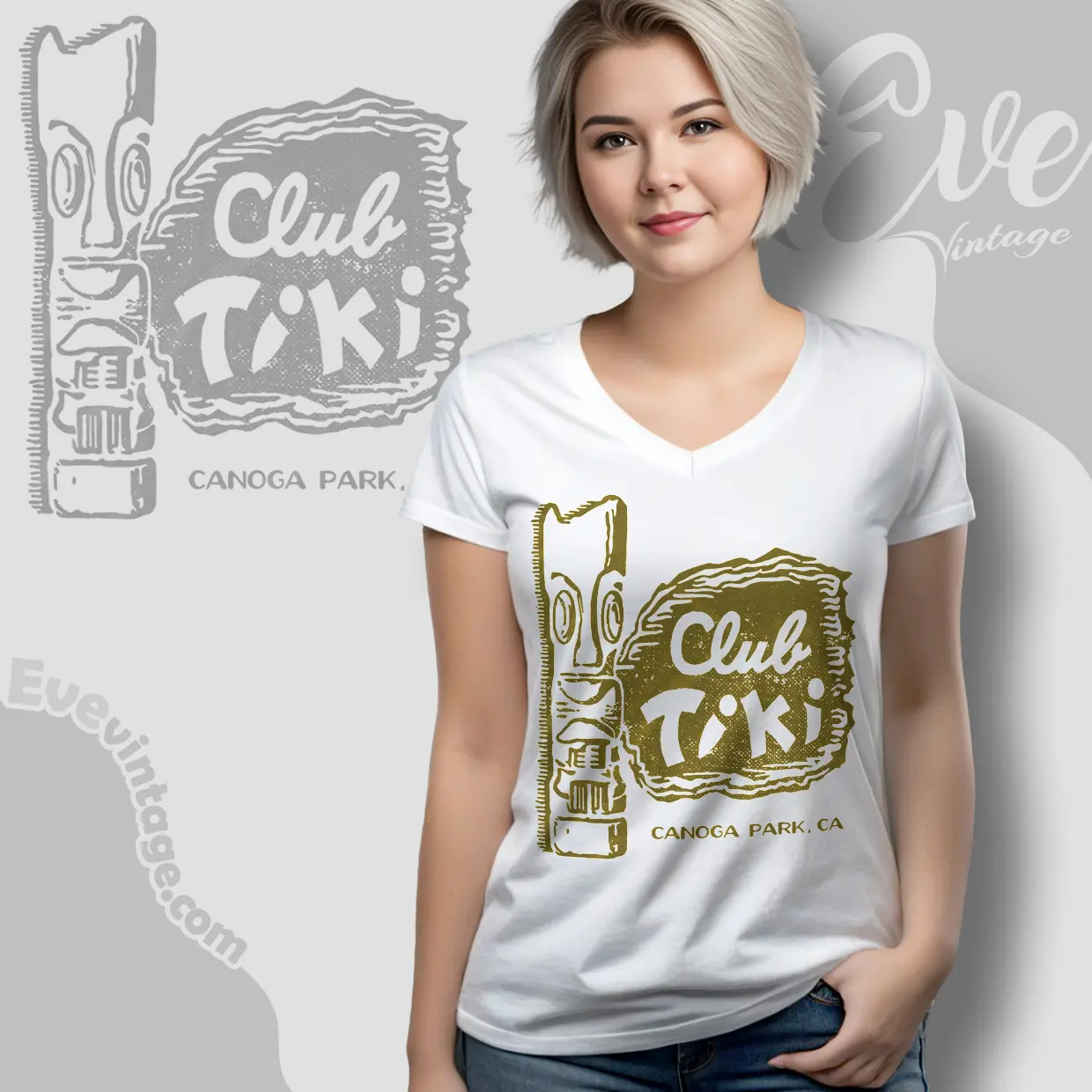 Club Tiki Canoga Park V Neck TShirt Club Tiki Canoga Park V Neck TShirt