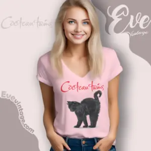 Cocteau Twins Black Cat Vintage V Neck TShirt