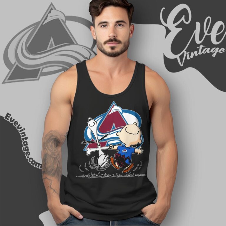 Colorado Avalanche Charlie Brown Snoopy Happy Dancing Shirt Tank Top Racerback Colorado Avalanche Charlie Brown Snoopy Happy Dancing Shirt Tank Top Racerback