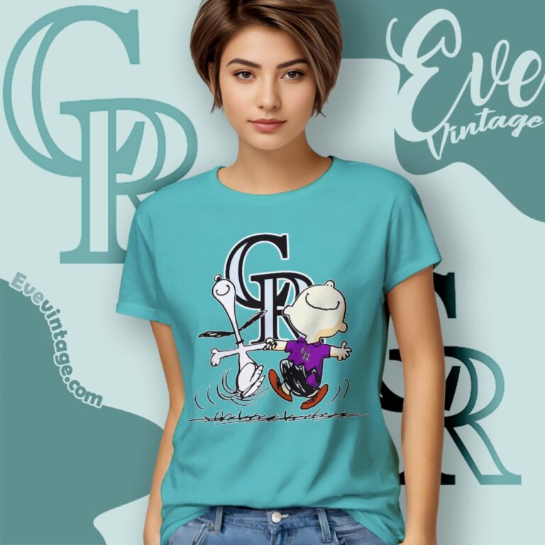 Colorado Rockies Charlie Brown Snoopy Happy Dancing Shirt Women T Shirt Colorado Rockies Charlie Brown Snoopy Happy Dancing Shirt Women T Shirt