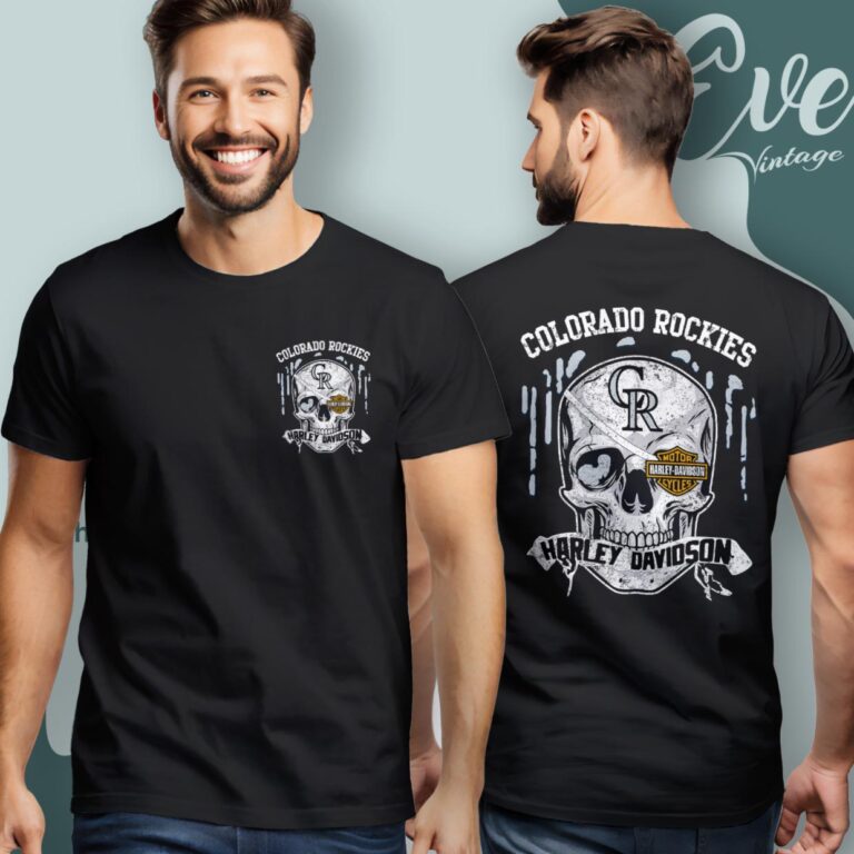 Colorado Rockies Harley Davidson Skull Shirt Women T Shirt Colorado Rockies Harley Davidson Skull Shirt Women T Shirt