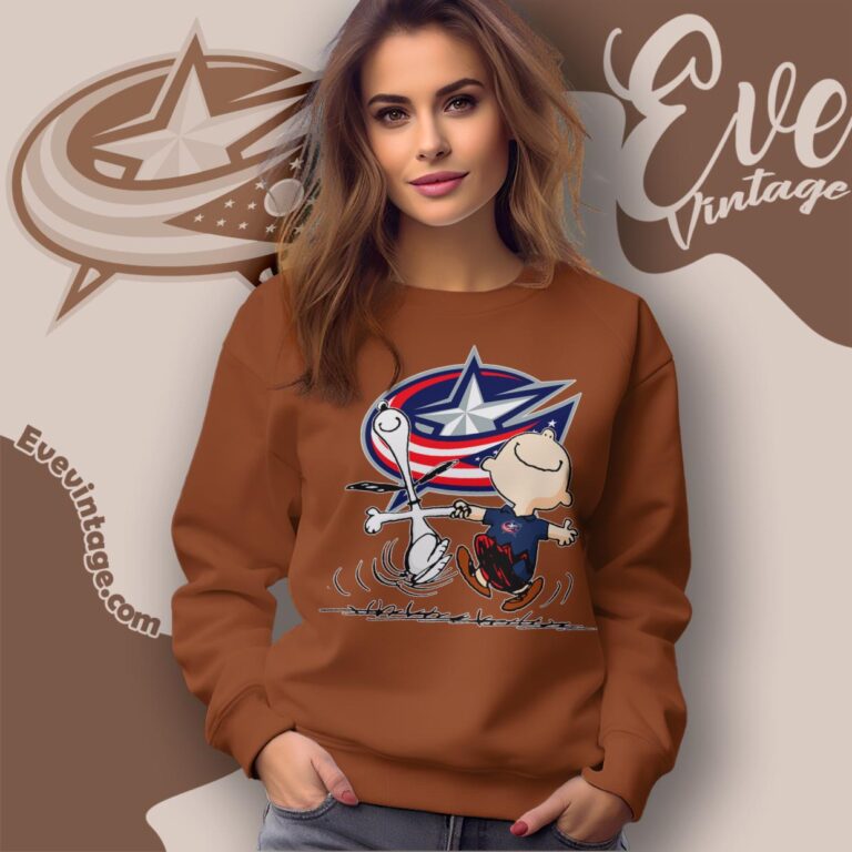 Columbus Blue Jackets Charlie Brown Snoopy Happy Dancing Shirt Sweatshirt Columbus Blue Jackets Charlie Brown Snoopy Happy Dancing Shirt Sweatshirt
