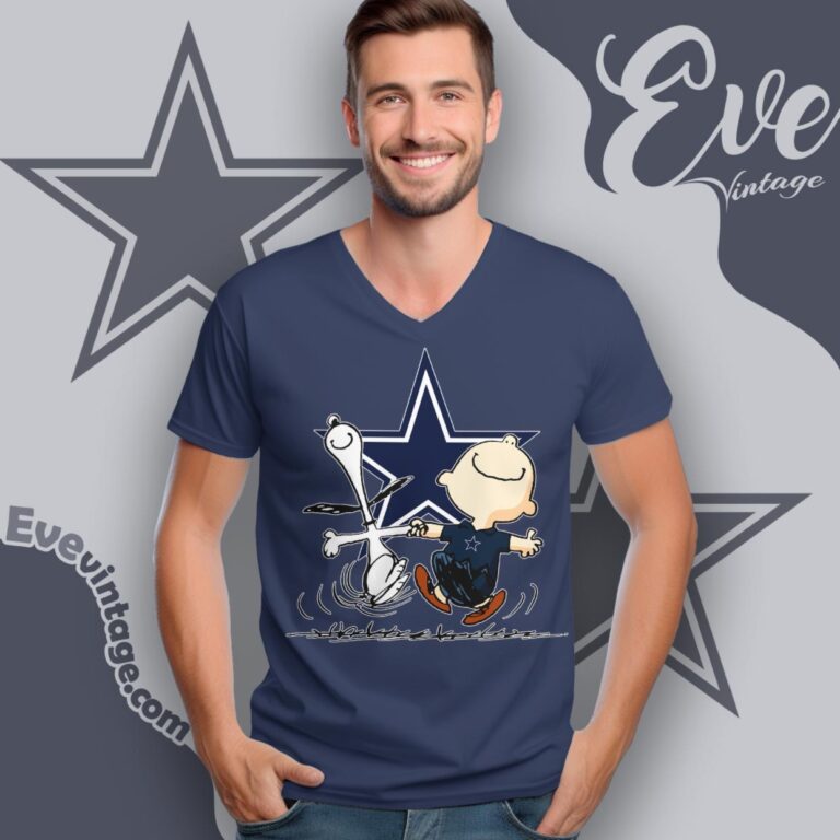 Dallas Cowboys Charlie Brown Snoopy Happy Dancing Shirt V Neck TShirt Dallas Cowboys Charlie Brown Snoopy Happy Dancing Shirt V Neck TShirt
