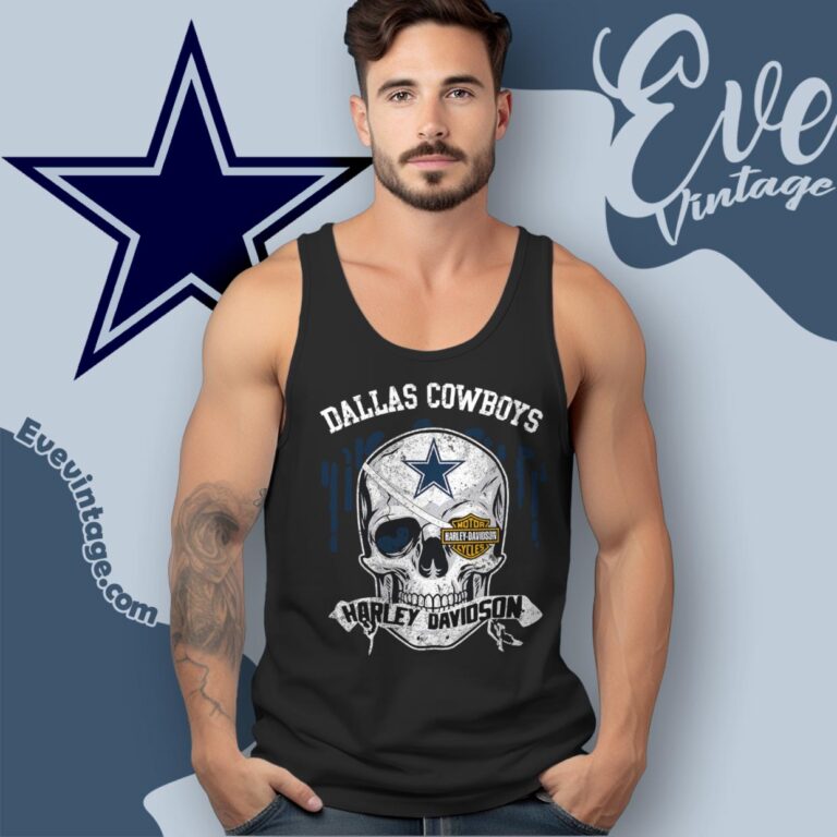 Dallas Cowboys Harley Davidson Skull Shirt Tank Top Racerback Dallas Cowboys Harley Davidson Skull Shirt Tank Top Racerback