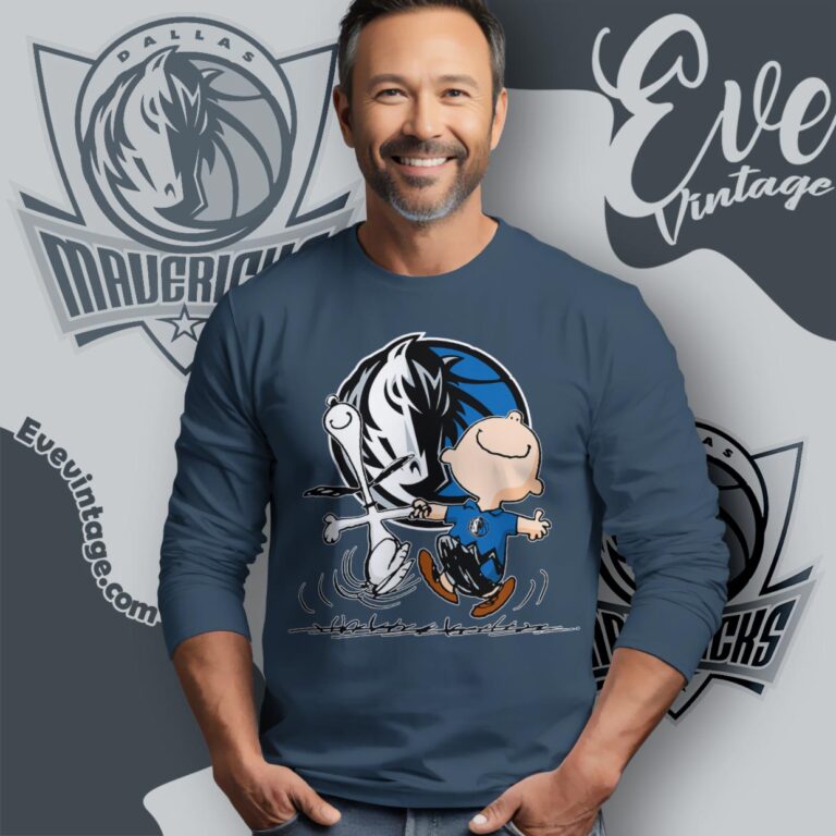 Dallas Mavericks Charlie Brown Snoopy Happy Dancing Shirt Long Sleeve Tee Dallas Mavericks Charlie Brown Snoopy Happy Dancing Shirt Long Sleeve Tee