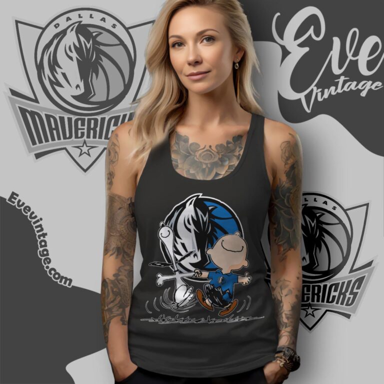 Dallas Mavericks Charlie Brown Snoopy Happy Dancing Shirt Tank Top Racerback Dallas Mavericks Charlie Brown Snoopy Happy Dancing Shirt Tank Top Racerback