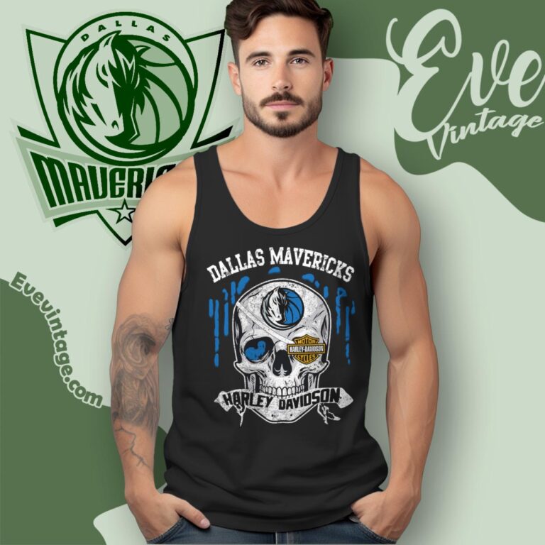 Dallas Mavericks Harley Davidson Skull Tank Top Racerback Dallas Mavericks Harley Davidson Skull Tank Top Racerback
