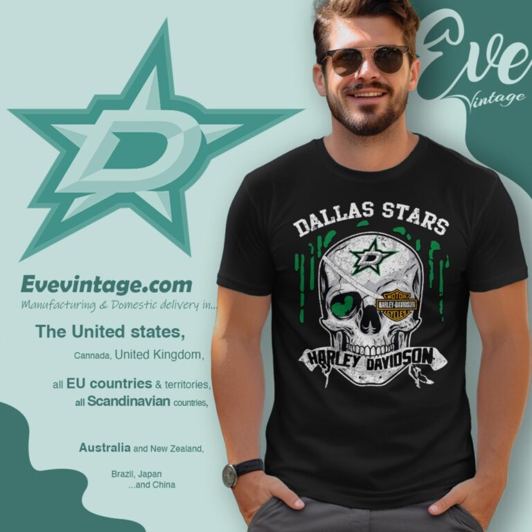 Dallas Stars Harley Davidson Skull Shirt T Shirt Dallas Stars Harley Davidson Skull Shirt T Shirt