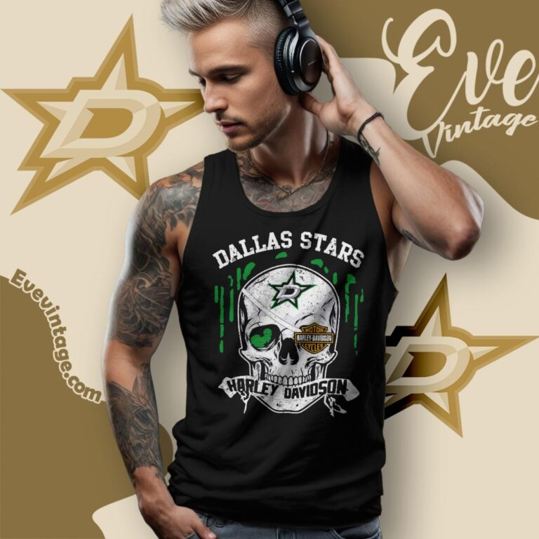 Dallas Stars Harley Davidson Skull Shirt Tank Top Racerback Dallas Stars Harley Davidson Skull Shirt Tank Top Racerback