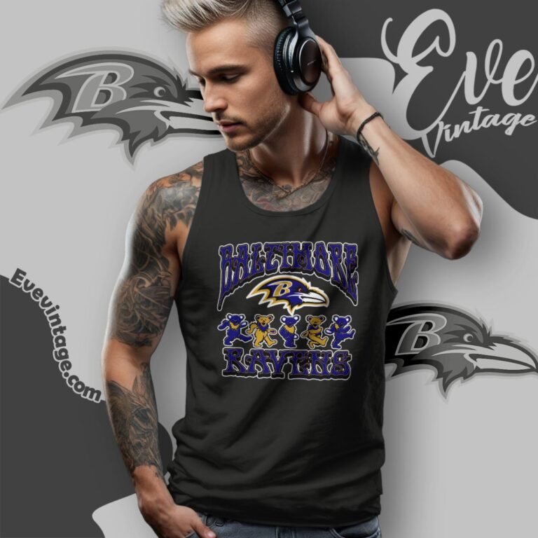 Dancing Bears Baltimore Ravens Grateful Dead Shirt Tank Top Racerback Dancing Bears Baltimore Ravens Grateful Dead Shirt Tank Top Racerback