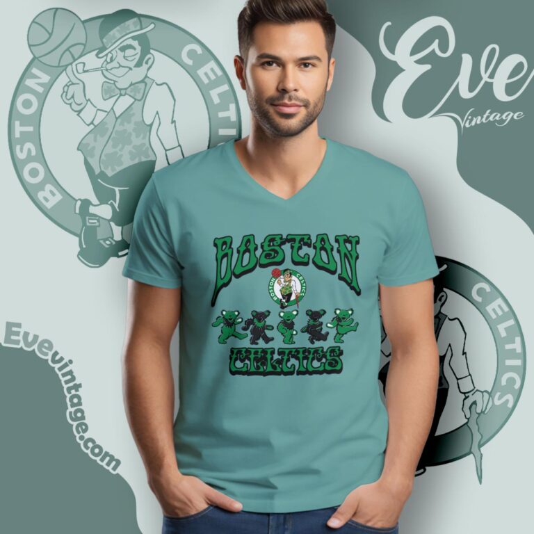 Dancing Bears Boston Celtics Grateful Dead Shirt V Neck TShirt Dancing Bears Boston Celtics Grateful Dead Shirt V Neck TShirt
